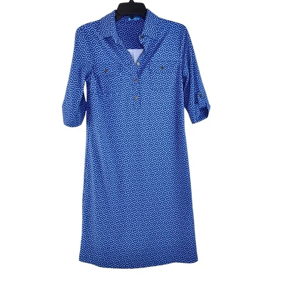 NWOT JMclaughlin Lawrence Geometric Sheath Dress in Blue - Picture 2 of 7